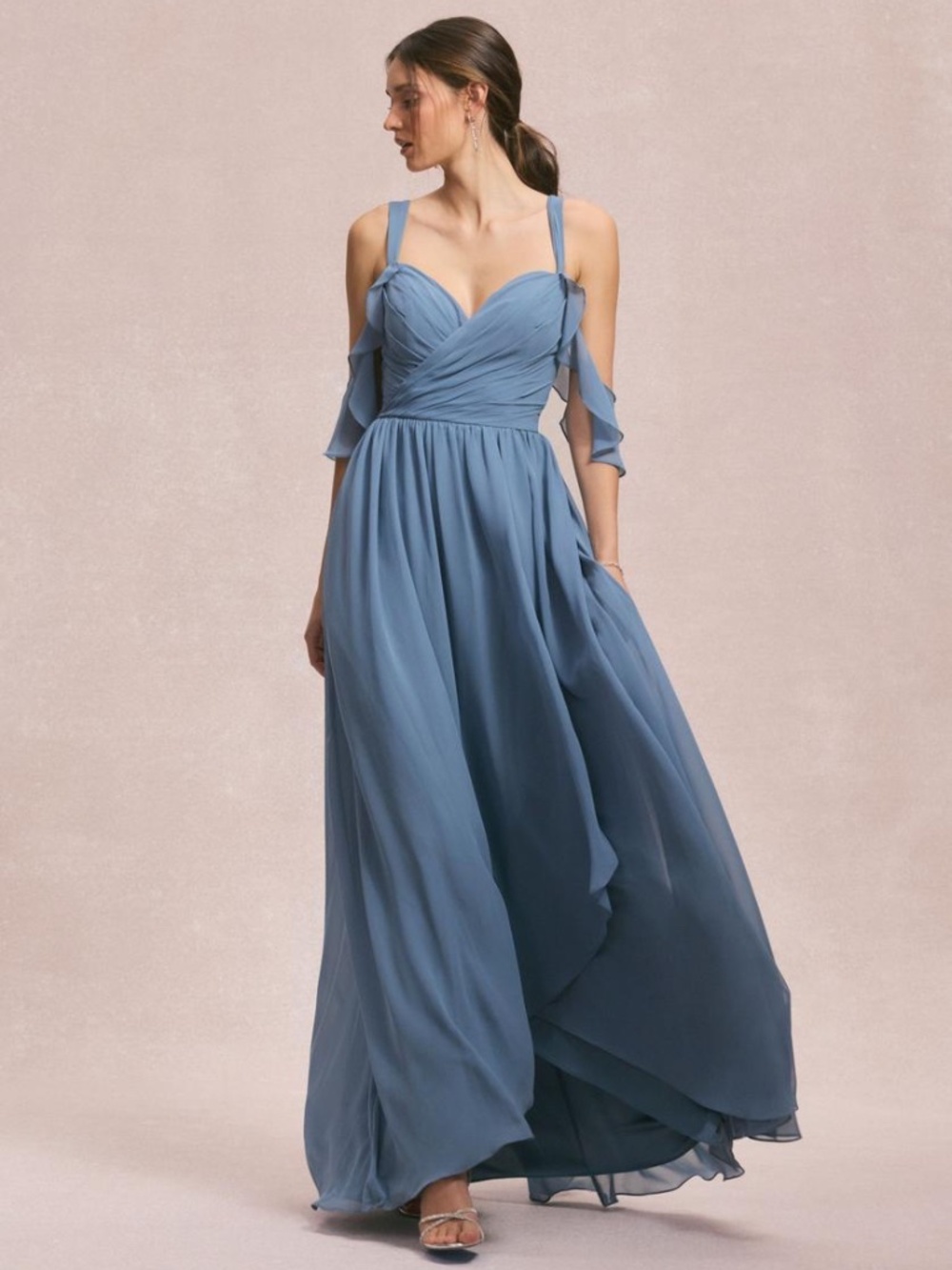 MORI LEE SLATE BLUE CHIFFON GOWN SIZE 16